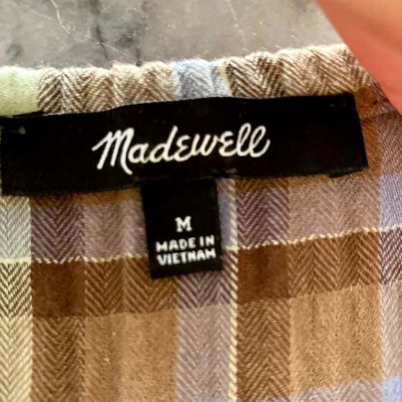 Madewell Herringbone Flannel Plaid Peasant Dress Medium - Picture 5 of 7